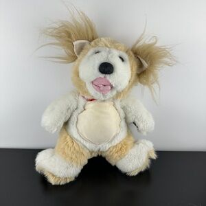 Tyco Rare 1992 My Puppy Loves Me Dog 13” Large Tan Brown White Plush Red Collar